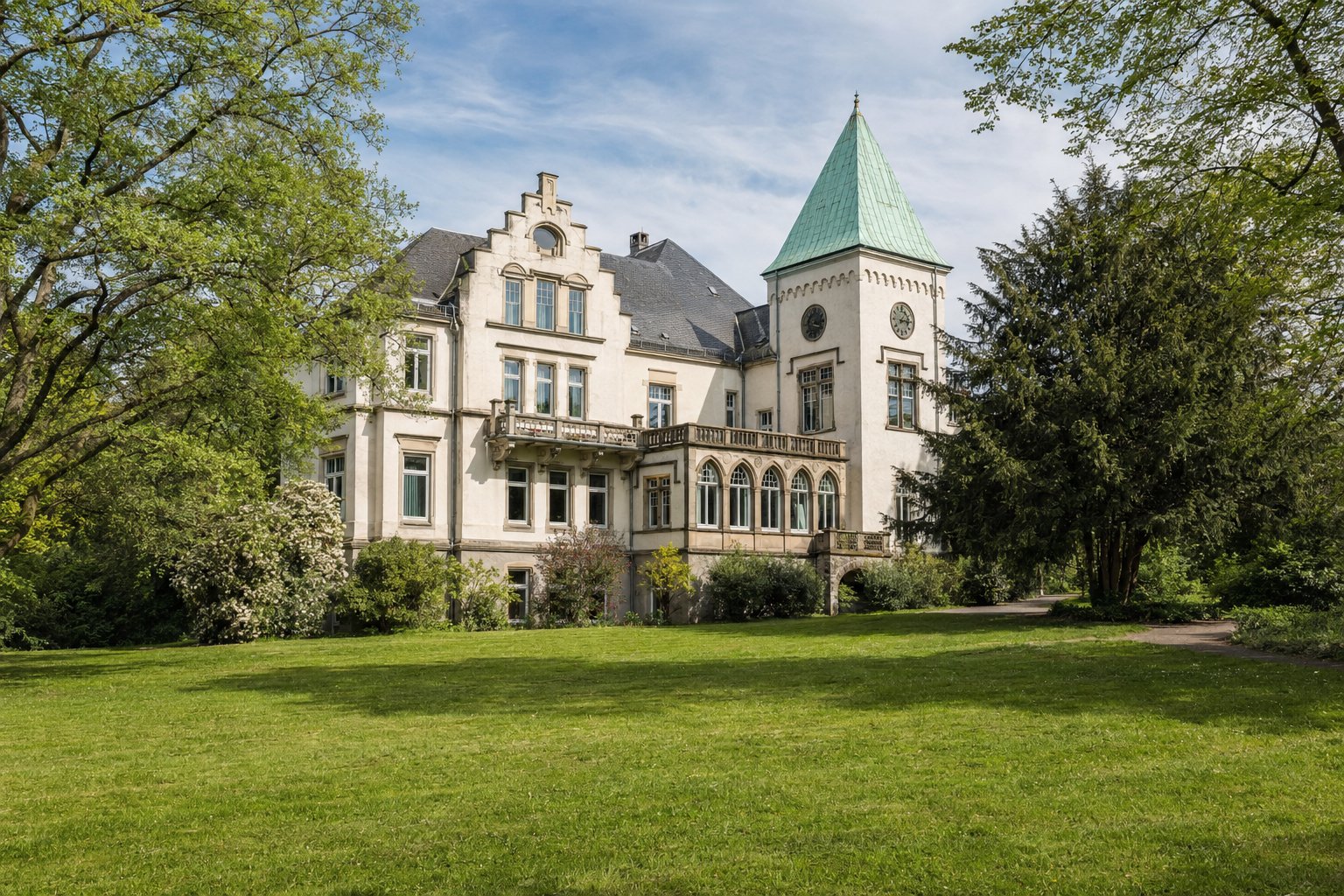 Vom Hausmeister Haake betreutes Objekt: das Rittergut Haus Sölde mit gepflegter Parkanlage